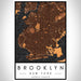 Brooklyn New York Map Print Portrait Orientation in Ember Style With Shaded Background