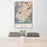 24x36 Brooklyn New York Map Print Portrait Orientation in Woodblock Style Behind 2 Chairs Table and Potted Plant