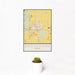 12x18 Brookshire Texas Map Print Portrait Orientation in Woodblock Style With Small Cactus Plant in White Planter