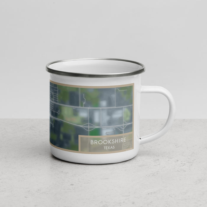 Right View Custom Brookshire Texas Map Enamel Mug in Afternoon
