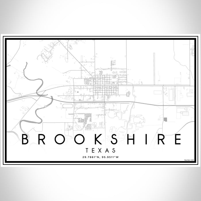 Brookshire Texas Map Print Landscape Orientation in Classic Style With Shaded Background