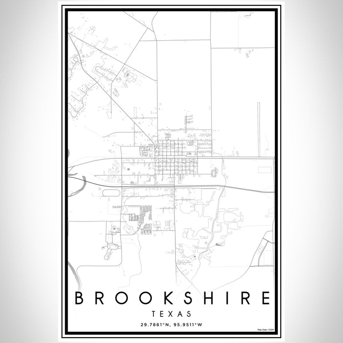Brookshire Texas Map Print Portrait Orientation in Classic Style With Shaded Background