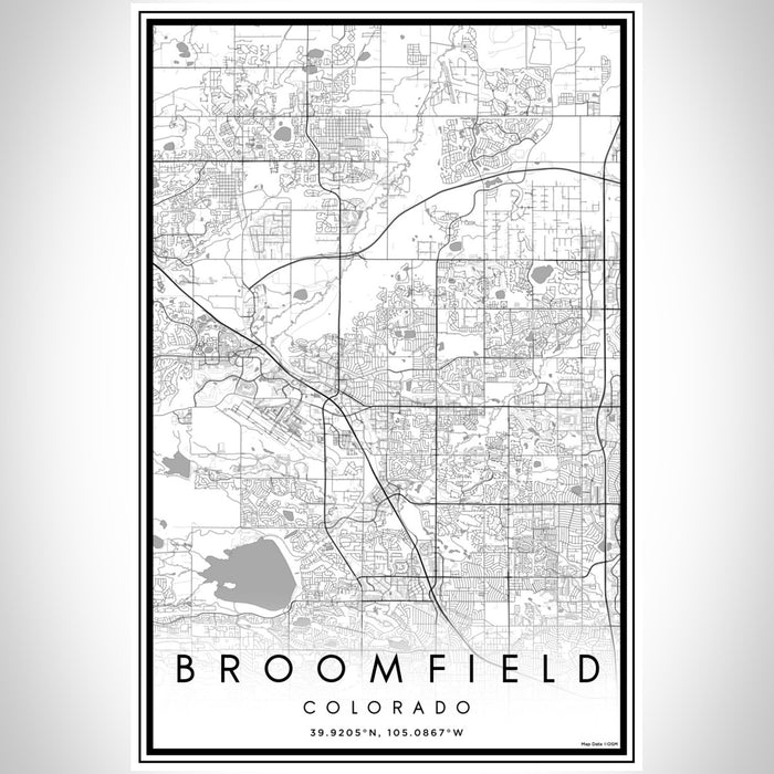 Broomfield Colorado Map Print Portrait Orientation in Classic Style With Shaded Background