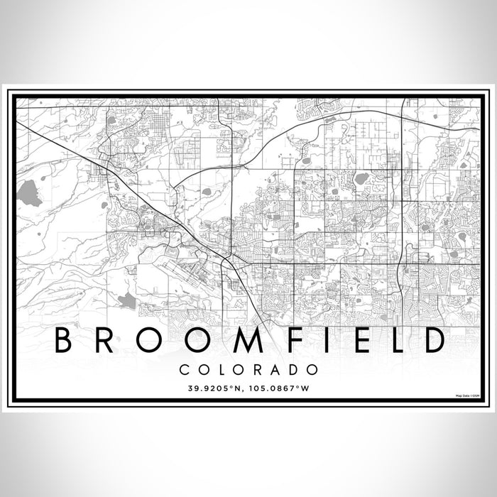 Broomfield Colorado Map Print Landscape Orientation in Classic Style With Shaded Background