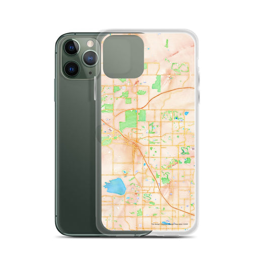 Custom Broomfield Colorado Map Phone Case in Watercolor on Table with Laptop and Plant