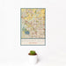 12x18 Broomfield Colorado Map Print Portrait Orientation in Woodblock Style With Small Cactus Plant in White Planter