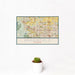 12x18 Broomfield Colorado Map Print Landscape Orientation in Woodblock Style With Small Cactus Plant in White Planter