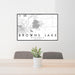 24x36 Browns Lake Wisconsin Map Print Lanscape Orientation in Classic Style Behind 2 Chairs Table and Potted Plant