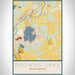 Browns Lake Wisconsin Map Print Portrait Orientation in Woodblock Style With Shaded Background