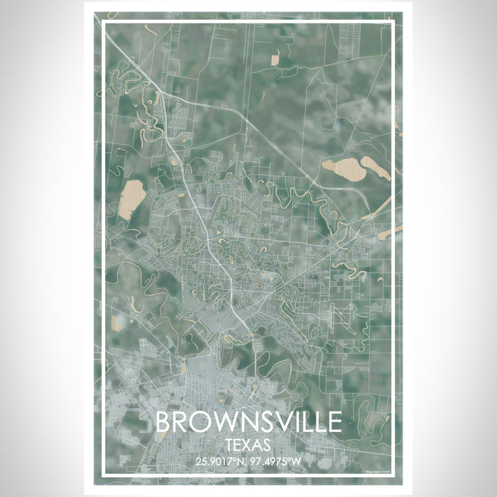 Brownsville Texas Map Print Portrait Orientation in Afternoon Style With Shaded Background