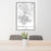 24x36 Brownsville Texas Map Print Portrait Orientation in Classic Style Behind 2 Chairs Table and Potted Plant
