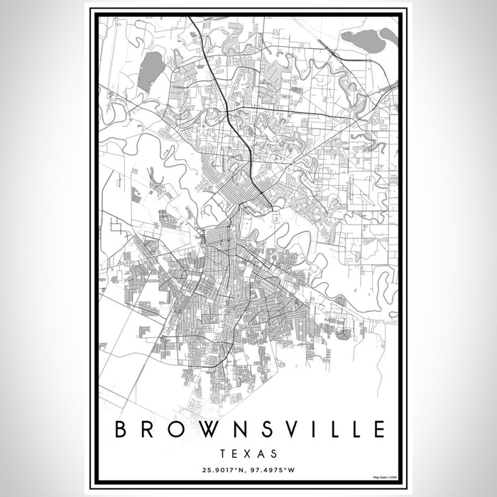 Brownsville Texas Map Print Portrait Orientation in Classic Style With Shaded Background