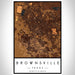 Brownsville Texas Map Print Portrait Orientation in Ember Style With Shaded Background