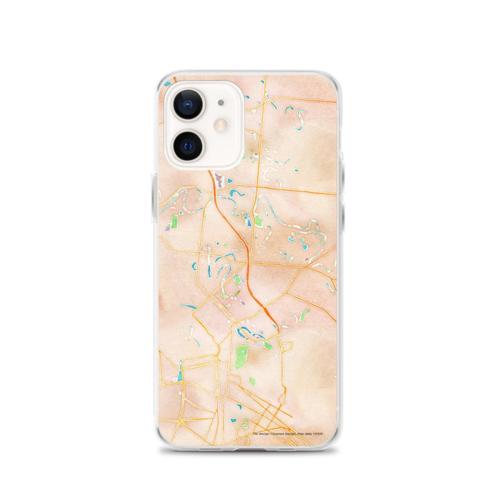 Custom Brownsville Texas Map iPhone 12 Phone Case in Watercolor