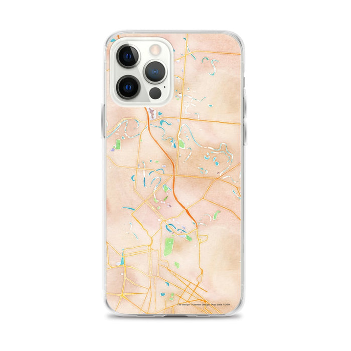 Custom Brownsville Texas Map iPhone 12 Pro Max Phone Case in Watercolor