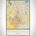 Brownsville Texas Map Print Portrait Orientation in Woodblock Style With Shaded Background