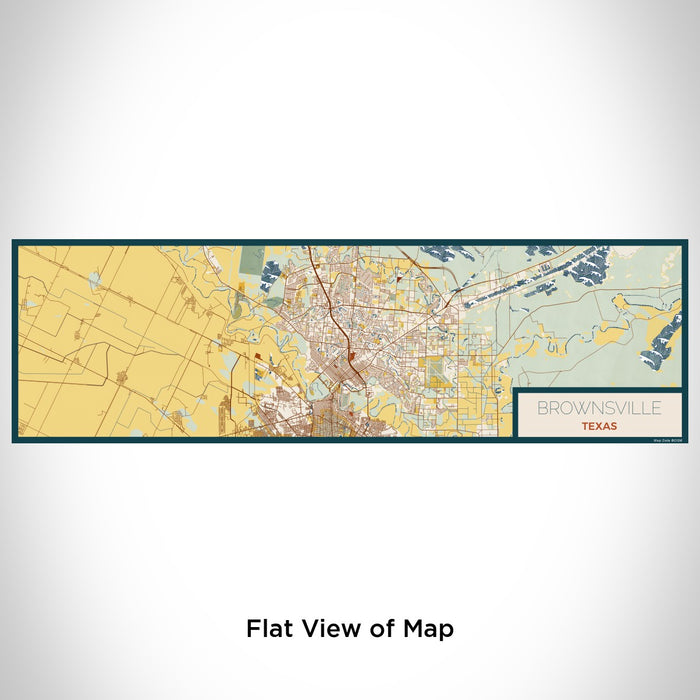 Flat View of Map Custom Brownsville Texas Map Enamel Mug in Woodblock
