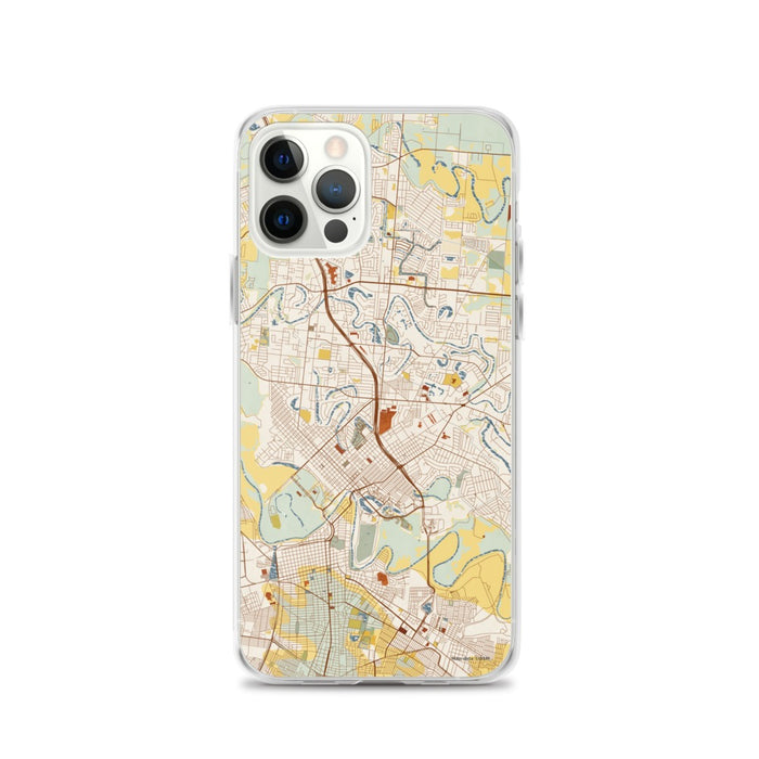 Custom Brownsville Texas Map iPhone 12 Pro Phone Case in Woodblock
