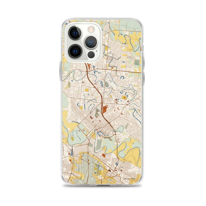Custom Brownsville Texas Map iPhone 12 Pro Max Phone Case in Woodblock