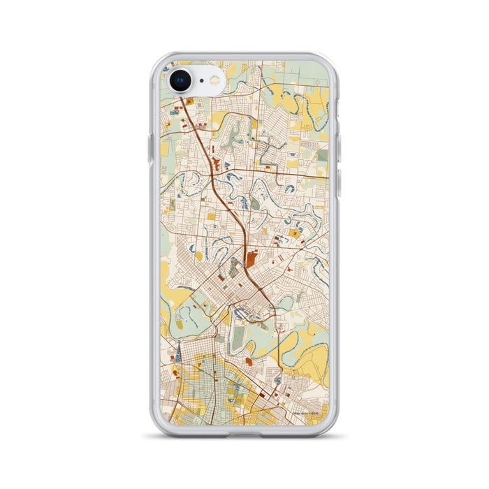 Custom Brownsville Texas Map iPhone SE Phone Case in Woodblock