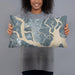 Person holding 20x12 Custom Brunswick Georgia Map Throw Pillow in Afternoon