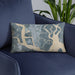 Custom Brunswick Georgia Map Throw Pillow in Afternoon on Blue Colored Chair