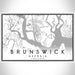Brunswick Georgia Map Print Landscape Orientation in Classic Style With Shaded Background