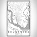 Brunswick Georgia Map Print Portrait Orientation in Classic Style With Shaded Background