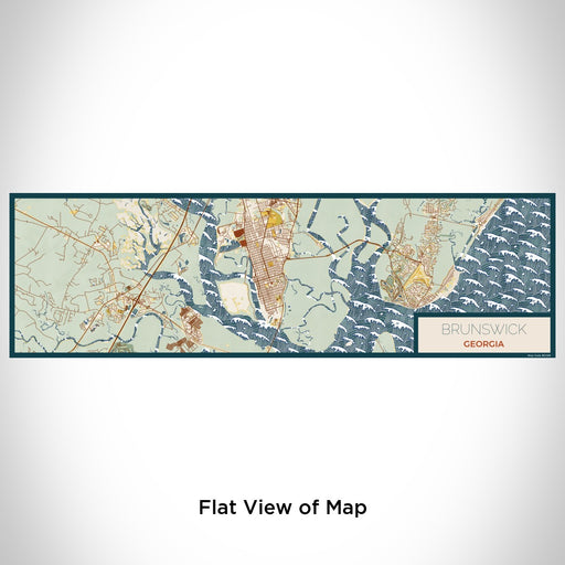 Flat View of Map Custom Brunswick Georgia Map Enamel Mug in Woodblock