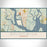 Brunswick Georgia Map Print Landscape Orientation in Woodblock Style With Shaded Background