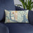 Custom Brunswick Georgia Map Throw Pillow in Woodblock on Blue Colored Chair