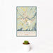 12x18 Brunswick Maine Map Print Portrait Orientation in Woodblock Style With Small Cactus Plant in White Planter