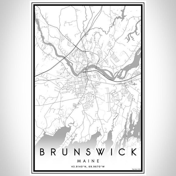 Brunswick Maine Map Print Portrait Orientation in Classic Style With Shaded Background