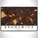 Brunswick Maine Map Print Landscape Orientation in Ember Style With Shaded Background