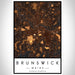 Brunswick Maine Map Print Portrait Orientation in Ember Style With Shaded Background