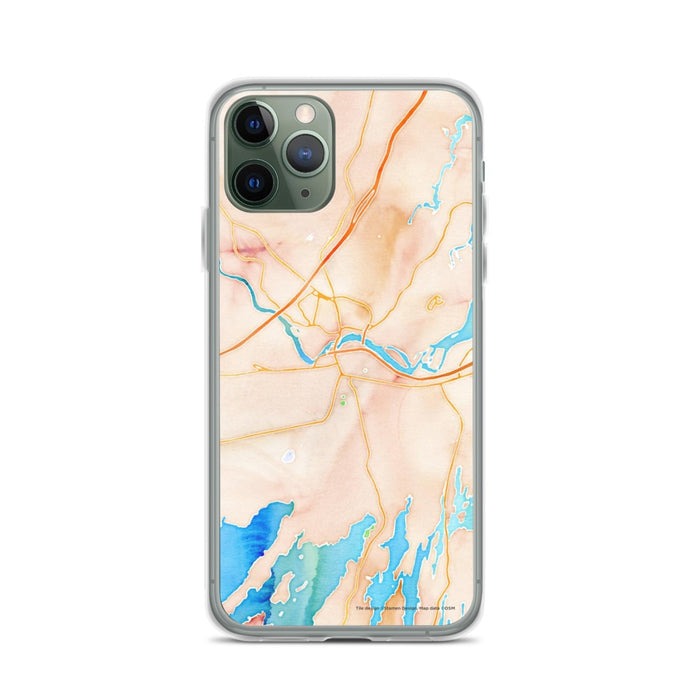 Custom iPhone 11 Pro Brunswick Maine Map Phone Case in Watercolor