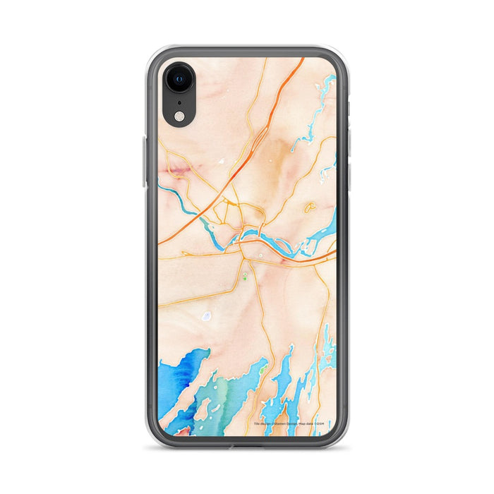 Custom iPhone XR Brunswick Maine Map Phone Case in Watercolor
