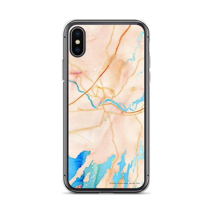 Custom iPhone X/XS Brunswick Maine Map Phone Case in Watercolor