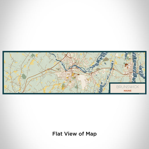 Flat View of Map Custom Brunswick Maine Map Enamel Mug in Woodblock