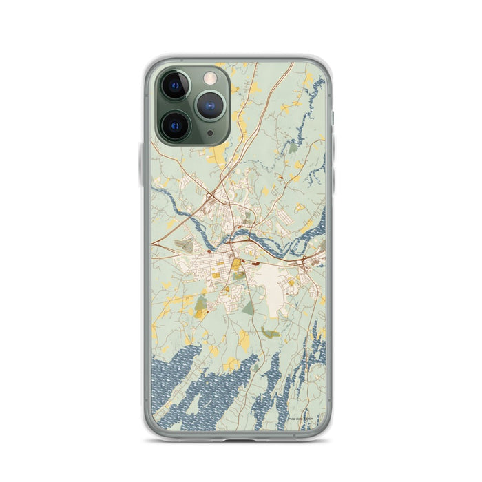 Custom iPhone 11 Pro Brunswick Maine Map Phone Case in Woodblock