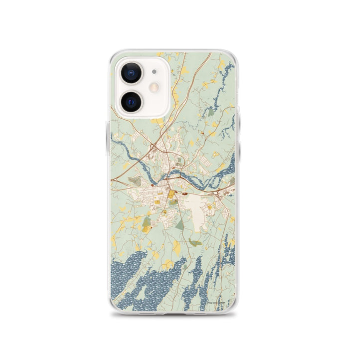 Custom iPhone 12 Brunswick Maine Map Phone Case in Woodblock