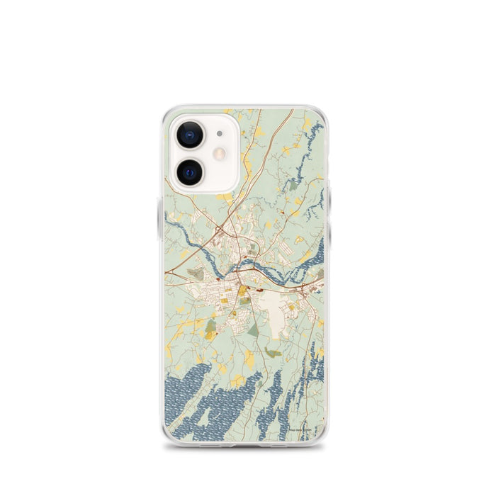 Custom iPhone 12 mini Brunswick Maine Map Phone Case in Woodblock