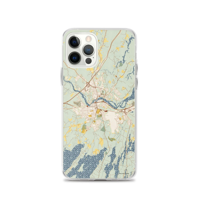 Custom iPhone 12 Pro Brunswick Maine Map Phone Case in Woodblock