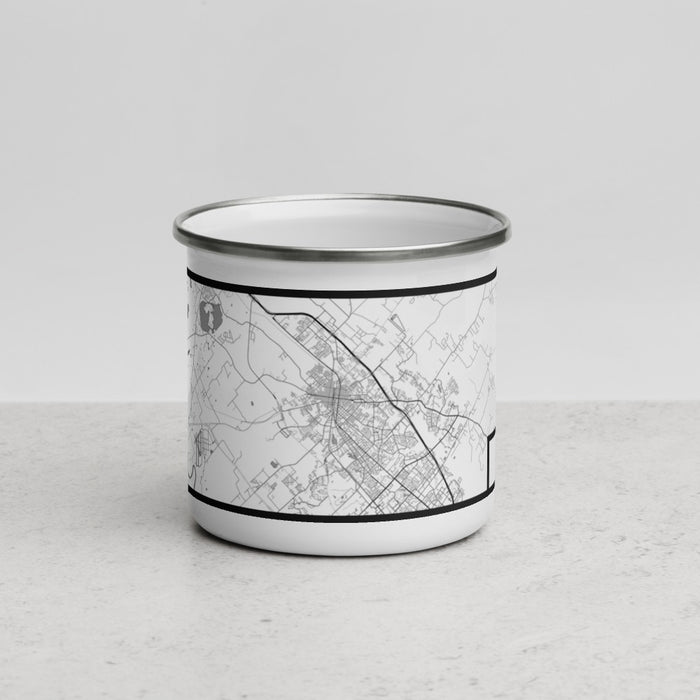 Front View Custom Bryan Texas Map Enamel Mug in Classic