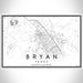 Bryan Texas Map Print Landscape Orientation in Classic Style With Shaded Background