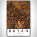 Bryan Texas Map Print Portrait Orientation in Ember Style With Shaded Background