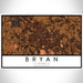 Bryan Texas Map Print Landscape Orientation in Ember Style With Shaded Background