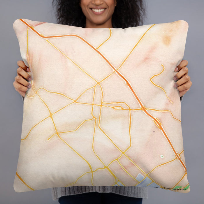 Person holding 22x22 Custom Bryan Texas Map Throw Pillow in Watercolor