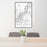 24x36 Bryce Canyon National Park Map Print Portrait Orientation in Classic Style Behind 2 Chairs Table and Potted Plant