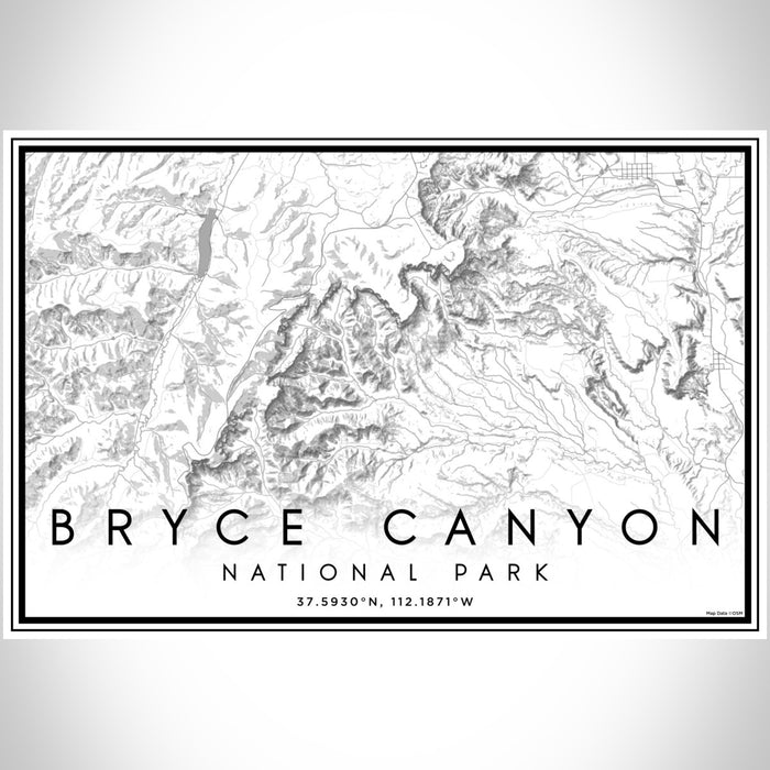 Bryce Canyon National Park Map Print Landscape Orientation in Classic Style With Shaded Background